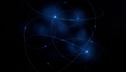 Obraz premium A mesmerizing digital artwork of glowing blue lines and dots forming a complex network on a dark background with a sense of depth and space