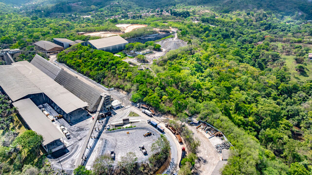 Cement plants that use limestone mined and processed from quarries located within the Cafuringa Environmental Protection Area. Fercal, Federal District, Brazil, 2025