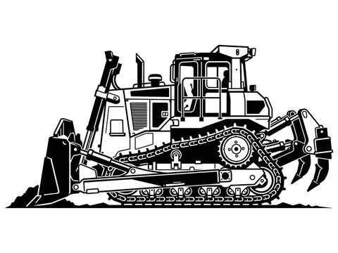 heavy duty bulldozer on tracks vector