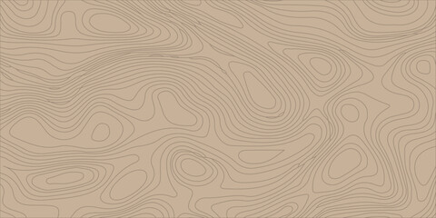 Topographic map background with brown contour lines, abstract geographic relief pattern design. Vintage brown wood grain texture featuring a seamless nature pattern with light wavy lines © Creative Lis
