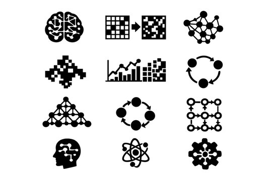 Grid symbol arrows vector simple workflow image generation automata structure icon uniform