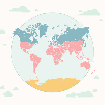 Carte du monde color&eacute;e en style minimaliste et moderne