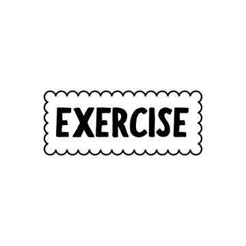 Hand-Drawn Exercise Word Badge for Fitness Planners and Workout Stickers