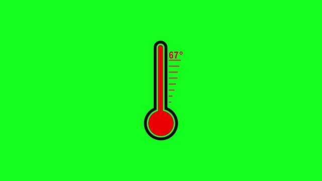 Medical thermometer icon animation. Digital meter indicates weather temperature 67 degree increse or decline. thermometer icon 4k animation video.