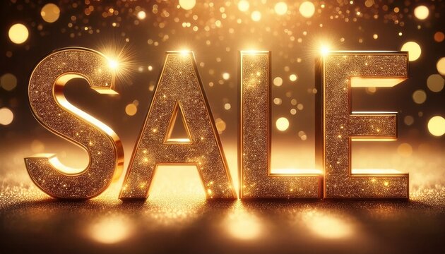 sparkling sale text shines against a glittering background attracting attention to promotional offers and discounts