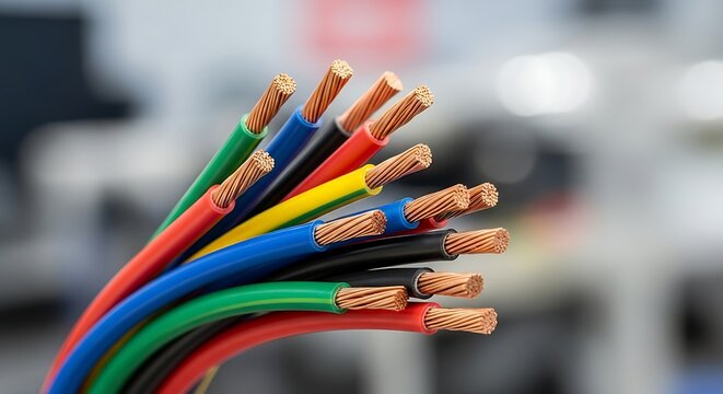 Multi colored electric wires with copper ends
