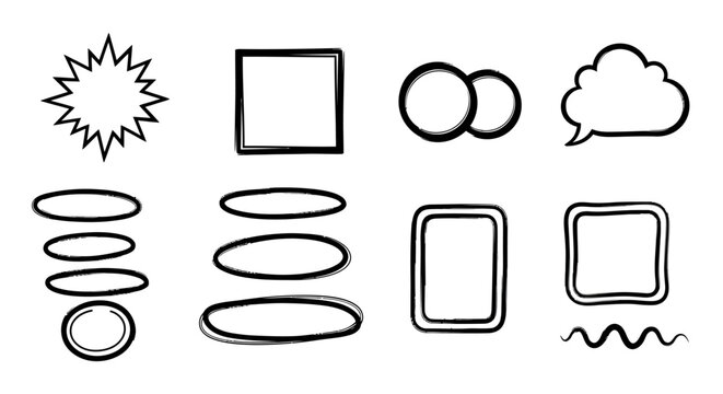 Hand-drawn border and speech bubble collection for creative design