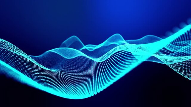 3d render VJ Loop particles Immersive animation featuring luminous neon particles and cinematic movements. Captivating spectacle of glowing particles forming flowing patterns with vivid neon