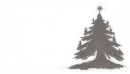 Obraz premium A minimalist illustration of a Christmas tree with a star on top against a white background in a simple grey color scheme.