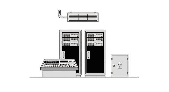 Monochromatic data center with secure server and console