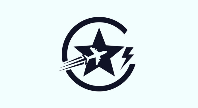 Airplane Logo with Star Design.