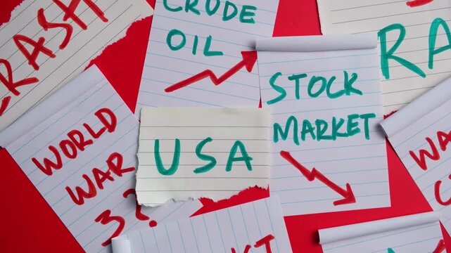 Middle East Crisis USA vs Iran Geopolitics concept, table top flatlay 4k video