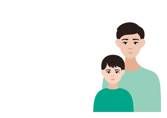 Fototapeta premium 困っている父親と男の子の親子ベクターイラスト素材