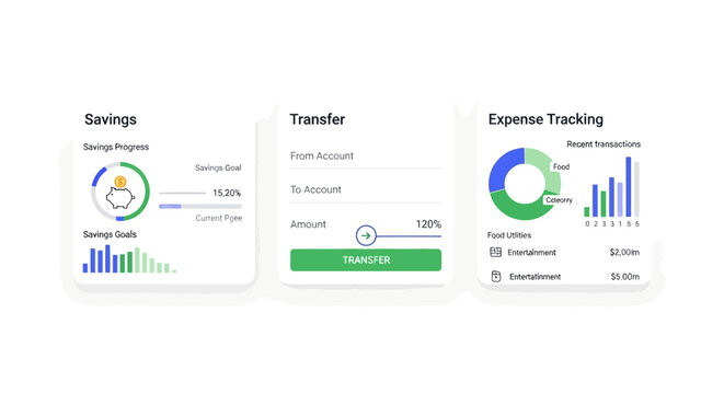Interactive financial dashboard with savings and expense tracking