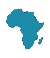Obraz premium Africa map silhouette in blue, simple continent outline vector isolated on white background.