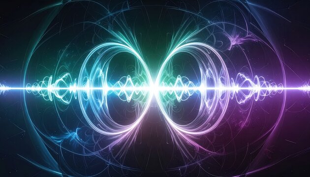 Overlapping Energy Fields Illustrating Wave Function Collisions in Abstract Quantum Physics Visualization