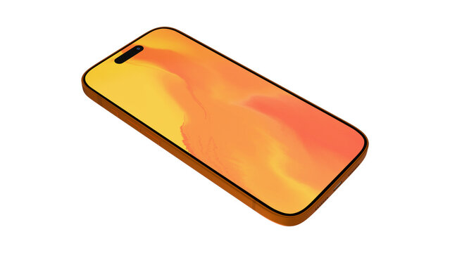 Realistic Smartphone Device with Abstract Orange Display for Mobile Technology Concept