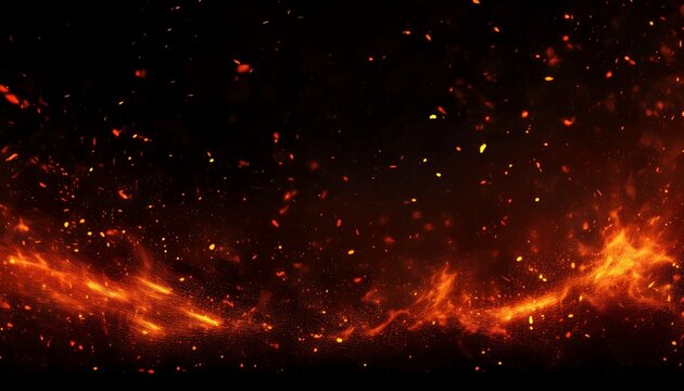 fire embers particles over black panorama background fire burn sparks background abstract dark glitter fire particles lights