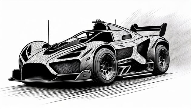sleek silhouette of a remote control car ready for a race isolated on white rendered with sharp lines perfect for graphic design