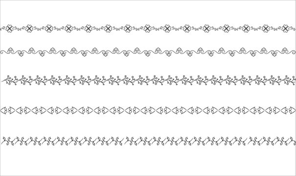 Collection of decorative hand drawn line borders and simple ornamental dividers