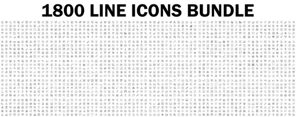 Naklejka na ściany i meble Mega set of vector thin line icons. Editable stroke. Contains such icon collection as social media, business, teamwork, commerce, security, office workspace, customer service. Linear pictogram pack.