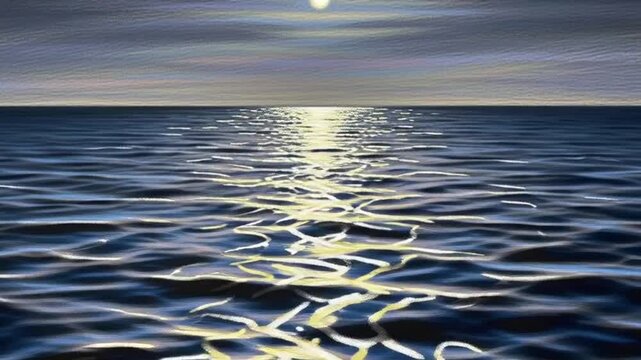 Calm Ocean Surface with Sunlight Reflection