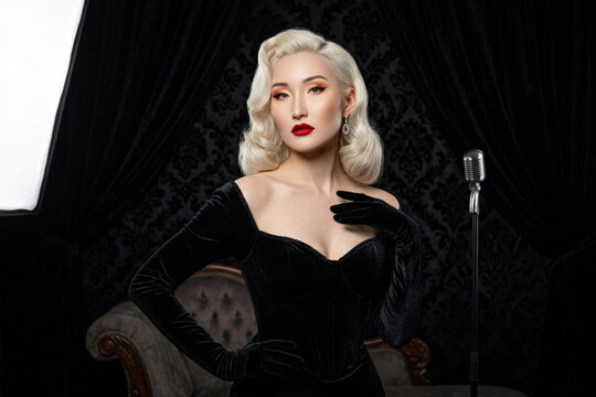 Portrait of woman in retro style