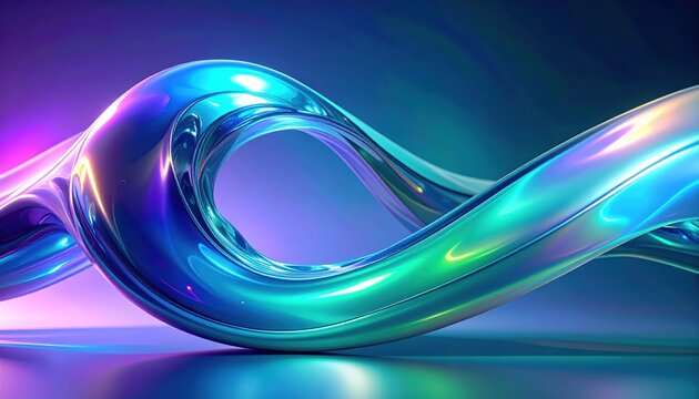 Luminous Iridescent Fluid Wave Abstract Form in Dynamic Transition with Vibrant Gradient Lighting