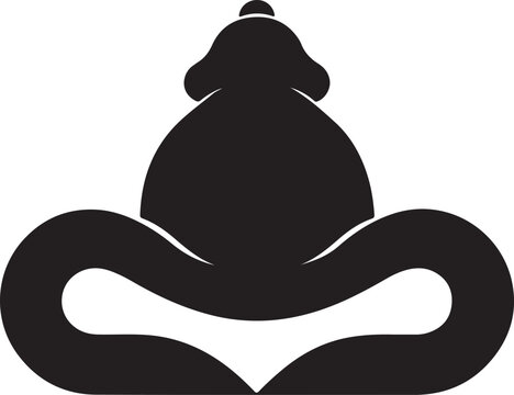 Minimalist black silhouette of a frog sitting in a meditative pose on a white background Vector