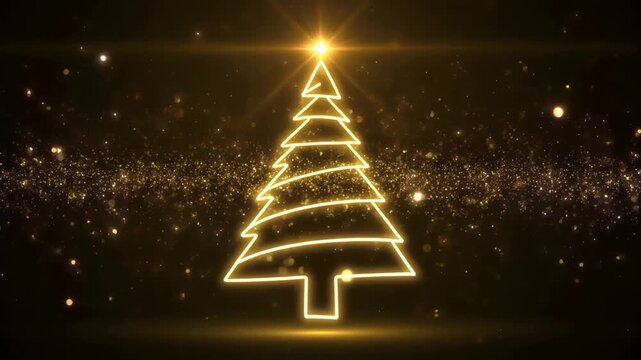Golden glowing Christmas tree illustration
