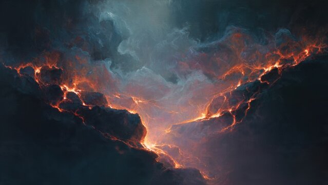 Fiery Clouds in Dramatic Sky