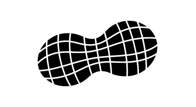 Vector illustration of abstract peanut shape with a grid pattern, vector illustration on a transparent background