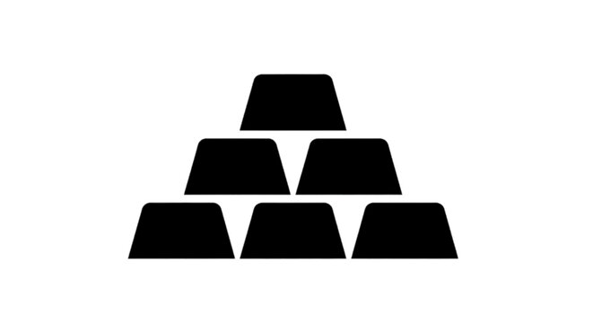 Vector illustration of stack of gold bars icon on a transparent background