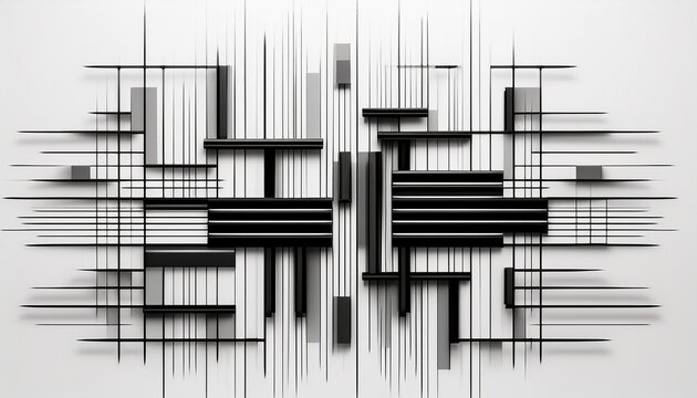 abstract geometric pattern of black parallel blocks on white background