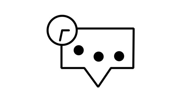 Scheduled Chat Indicator Motion Icon. Animated icon of a typing indicator bubble with a clock, representing scheduled responses, delayed messaging, or time-managed digital communication.