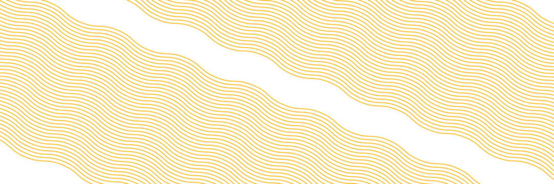 Yellow instant noodle, pasta and spaghetti texture with geometric wavy lines. Ramen, pasta vector pattern.