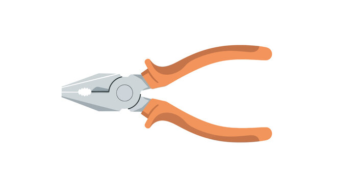 Professional Combination Pliers Hand Tool Vector Illustration with Orange Handles Isolated on White