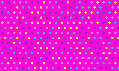 Vibrant pink background adorned with a playful scatter of pastel dots.  Perfect for cheerful designs, websites, presentations, or textile prints. This fun, retroinspired pattern evokes joy and energy. © Olena
