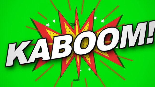 Dynamic Comic Book Kaboom Explosion on Green Screen Background.