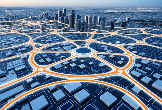 Abstract futuristic infrastructure for business continuity planning and disaster resilience with digital grid and protective shield