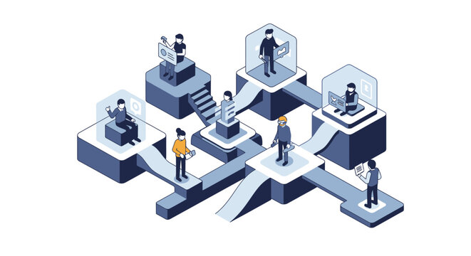 Exploring collaborative workflows and business networks through isometric digital representation