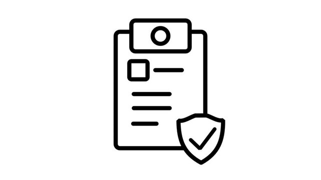 Protected Clipboard Motion Icon. Animated icon of a clipboard with a checkmark and shield, representing secure task verification, protected documentation, and verified business processes.