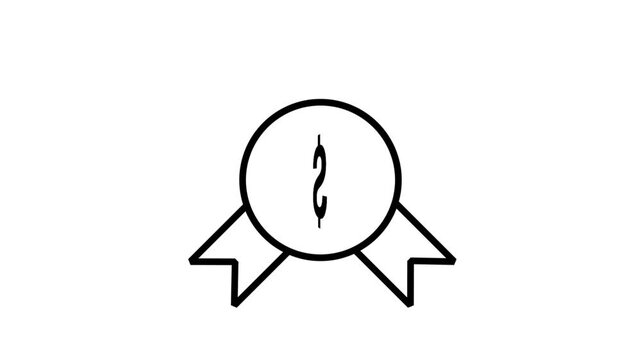 Financial Award Motion Icon. Professional animation of a ribbon award icon featuring a dollar sign symbol, representing financial success, achievement, or top-tier banking services.