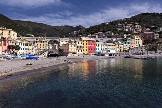 Bogliasco - a tourist town in Liguria with a beautiful rocky coast, near the Cinque Terre and Genoa