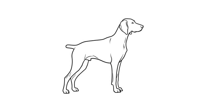 Graceful vector outline of a weimaraner in a classic pointing stance. transparent.