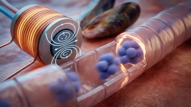 Electromagnetic coil system used for targeted drug delivery in a blood vessel, suitable for medical research, biotechnology, healthcare, and education.