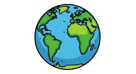 Obraz premium Cartoon illustration of planet Earth showing continents and oceans