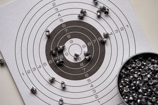 Airgun pellets on a white background.