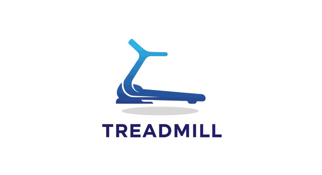 Blue treadmill logo design for fitness and exercise equipment.