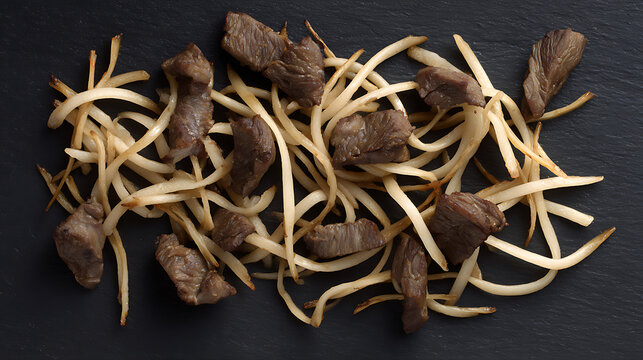 Cooked Beef and Bean Sprouts emphasizing precision, focus, and dedication